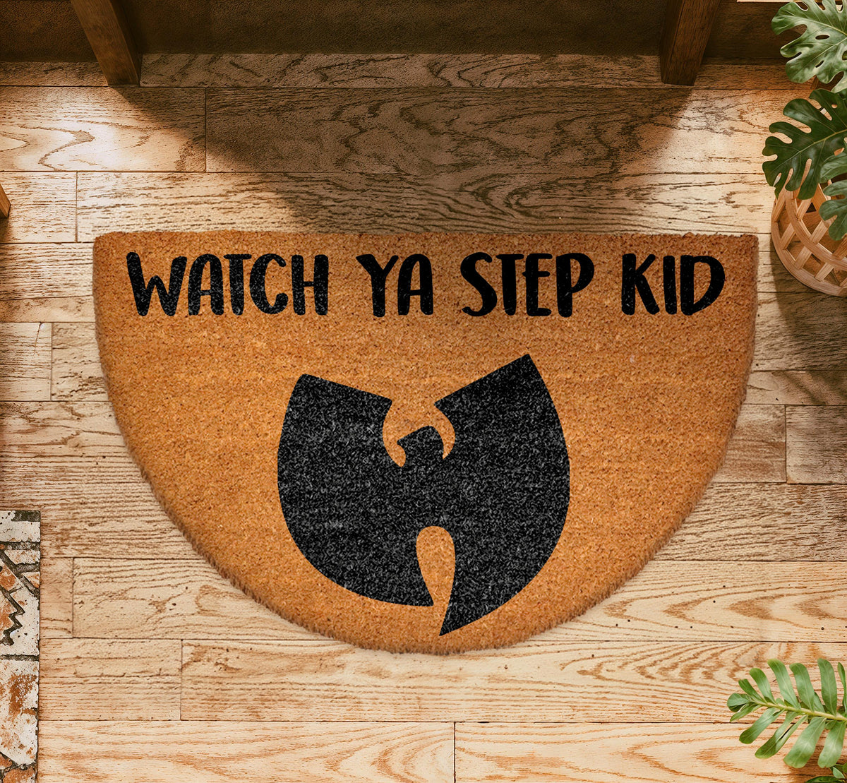 Watch Ya Step Kid Welcome Doormat, 90s Hip Hop Home Entrance Decor, Rap Lover Floor Mat
