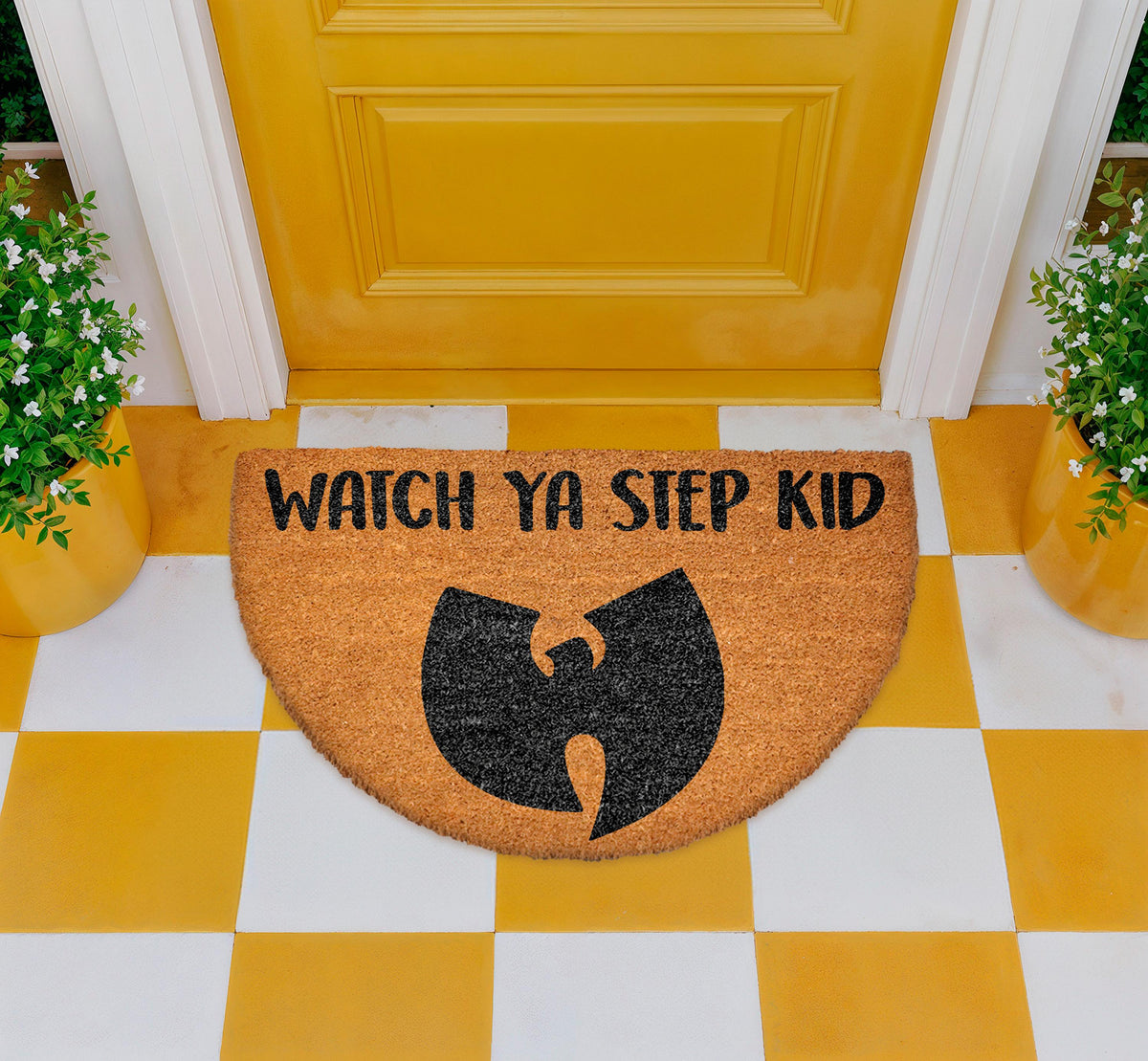 Watch Ya Step Kid Welcome Doormat, 90s Hip Hop Home Entrance Decor, Rap Lover Floor Mat
