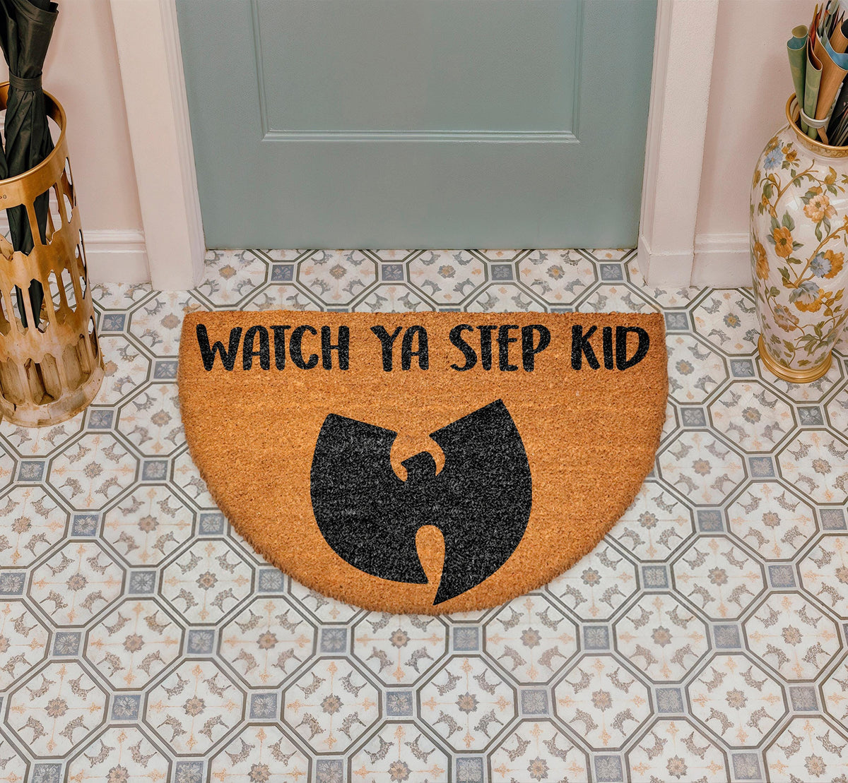 Watch Ya Step Kid Welcome Doormat, 90s Hip Hop Home Entrance Decor, Rap Lover Floor Mat