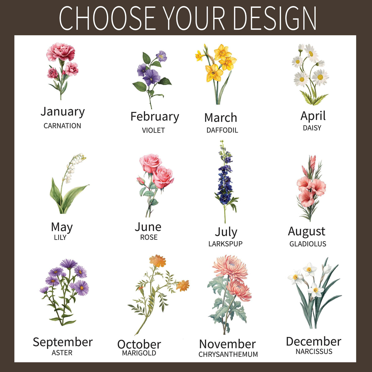 Personalized Birth Flower Round Ornament, Custom Name & Date Floral Memorial Keepsake