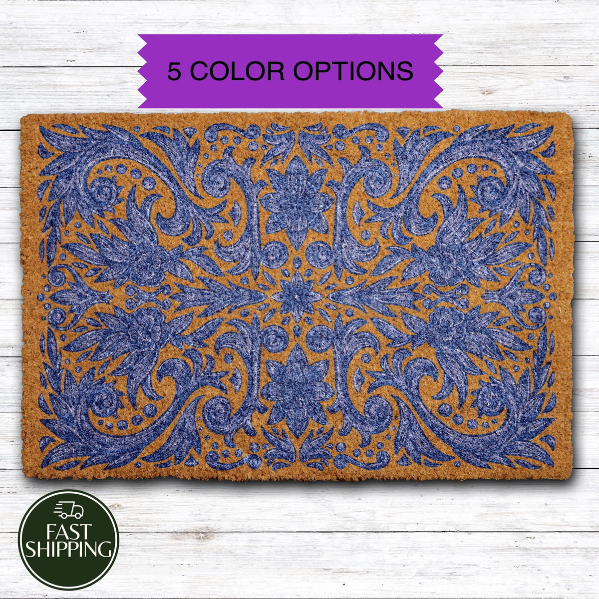 Moroccan Ornate Doormat, Traditional Mediterranean Style Welcome Mat, Retro Boho Entryway Gift