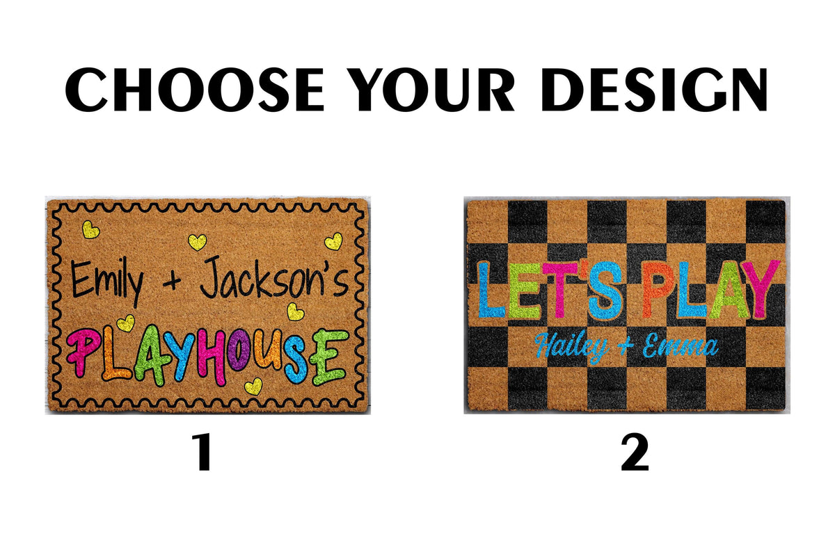 Personalized Playhouse Doormat, Colorful Kids Play Room Welcome Mat