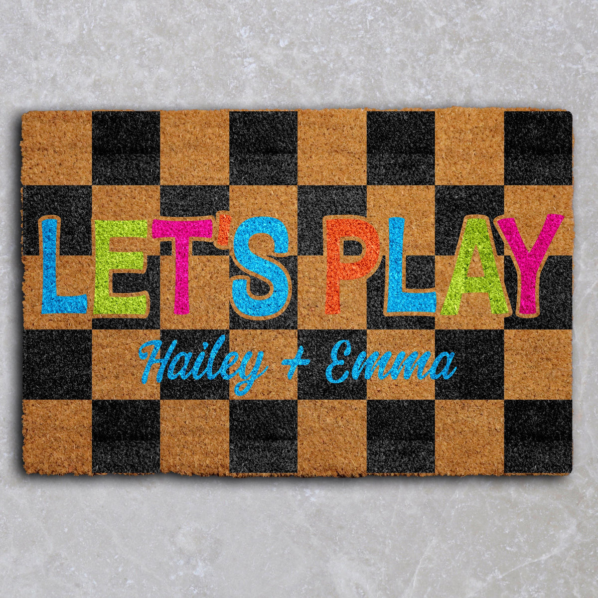 Personalized Playhouse Doormat, Colorful Kids Play Room Welcome Mat