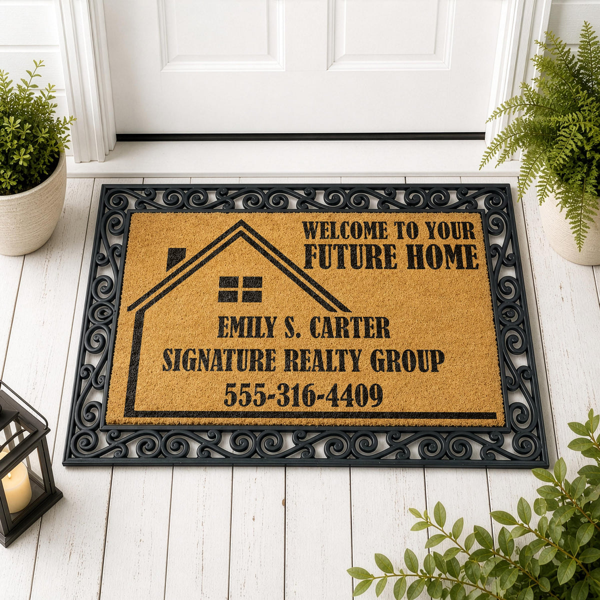 Custom Open House Interchangeable Welcome Mat, Welcome To Your Future Home Realtor Doormat