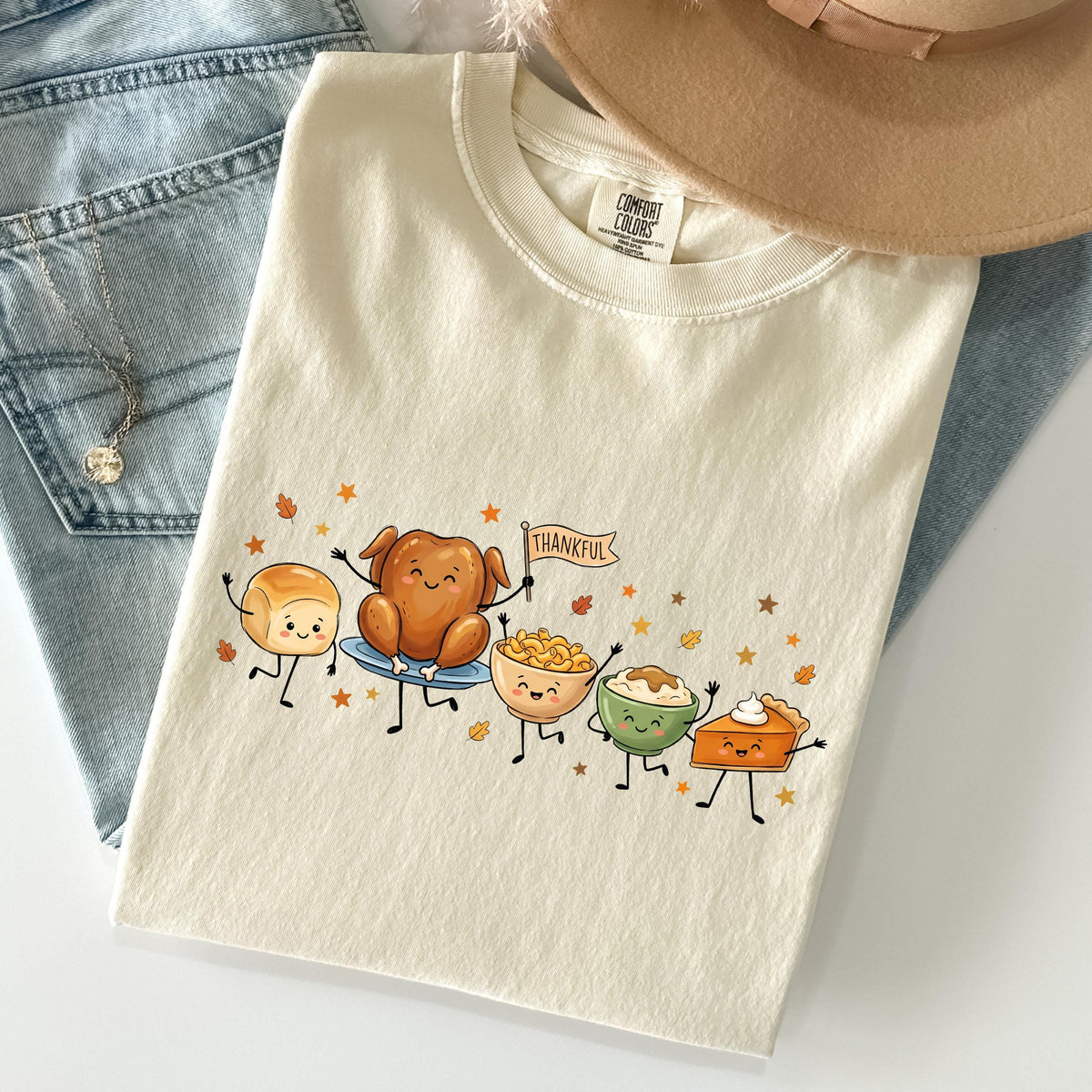 Thanksgiving Doodle Comfort Colors® Shirt, Funny Fall Food Tee, Thanksgiving Dinner Gift Shirts