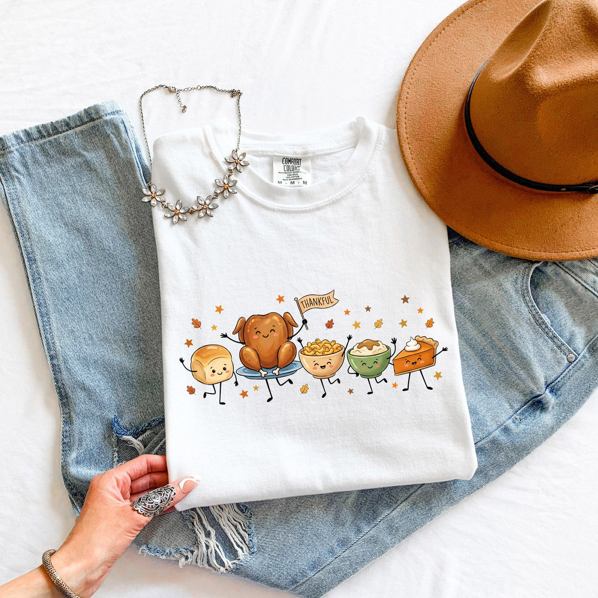 Thanksgiving Doodle Comfort Colors® Shirt, Funny Fall Food Tee, Thanksgiving Dinner Gift Shirts
