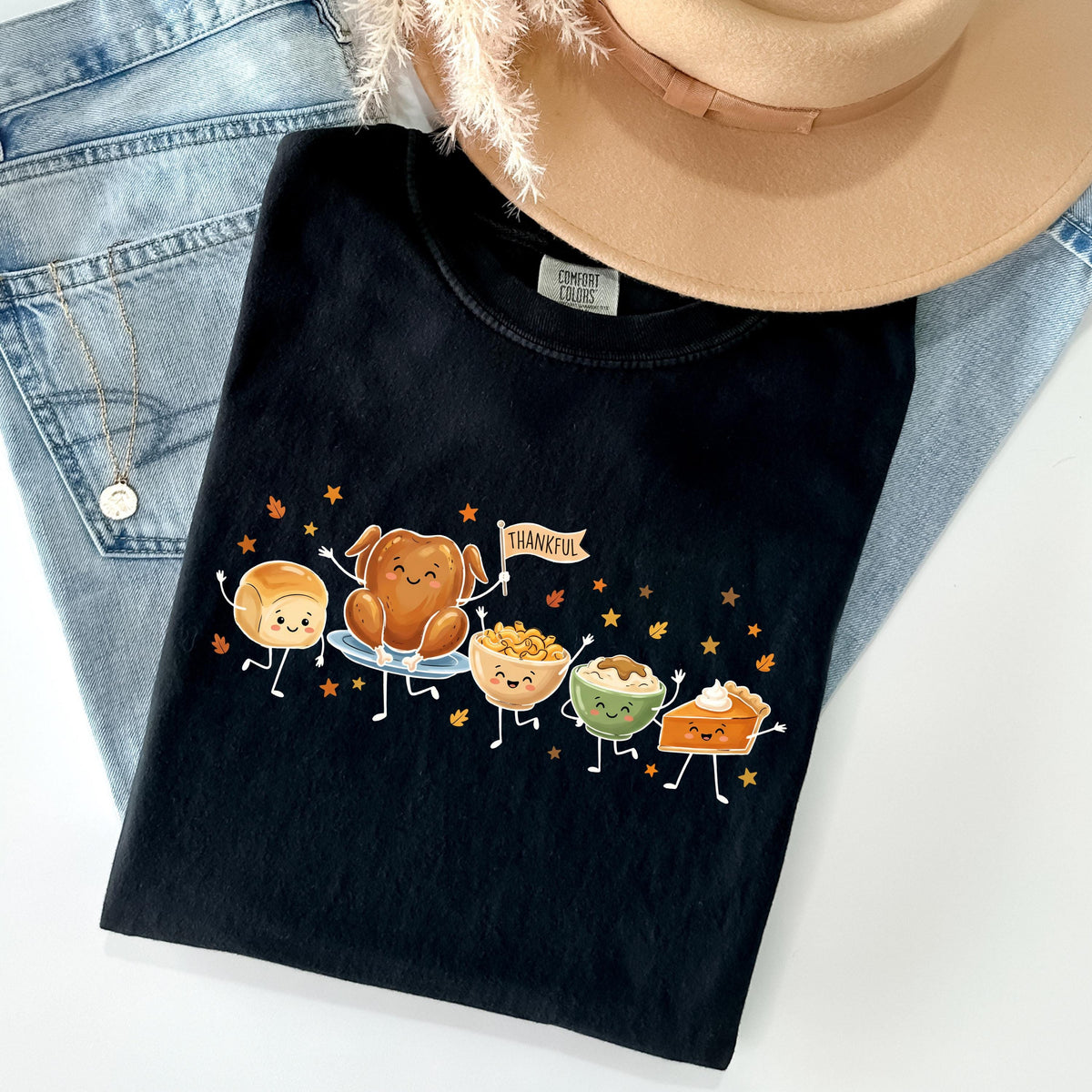 Thanksgiving Doodle Comfort Colors® Shirt, Funny Fall Food Tee, Thanksgiving Dinner Gift Shirts