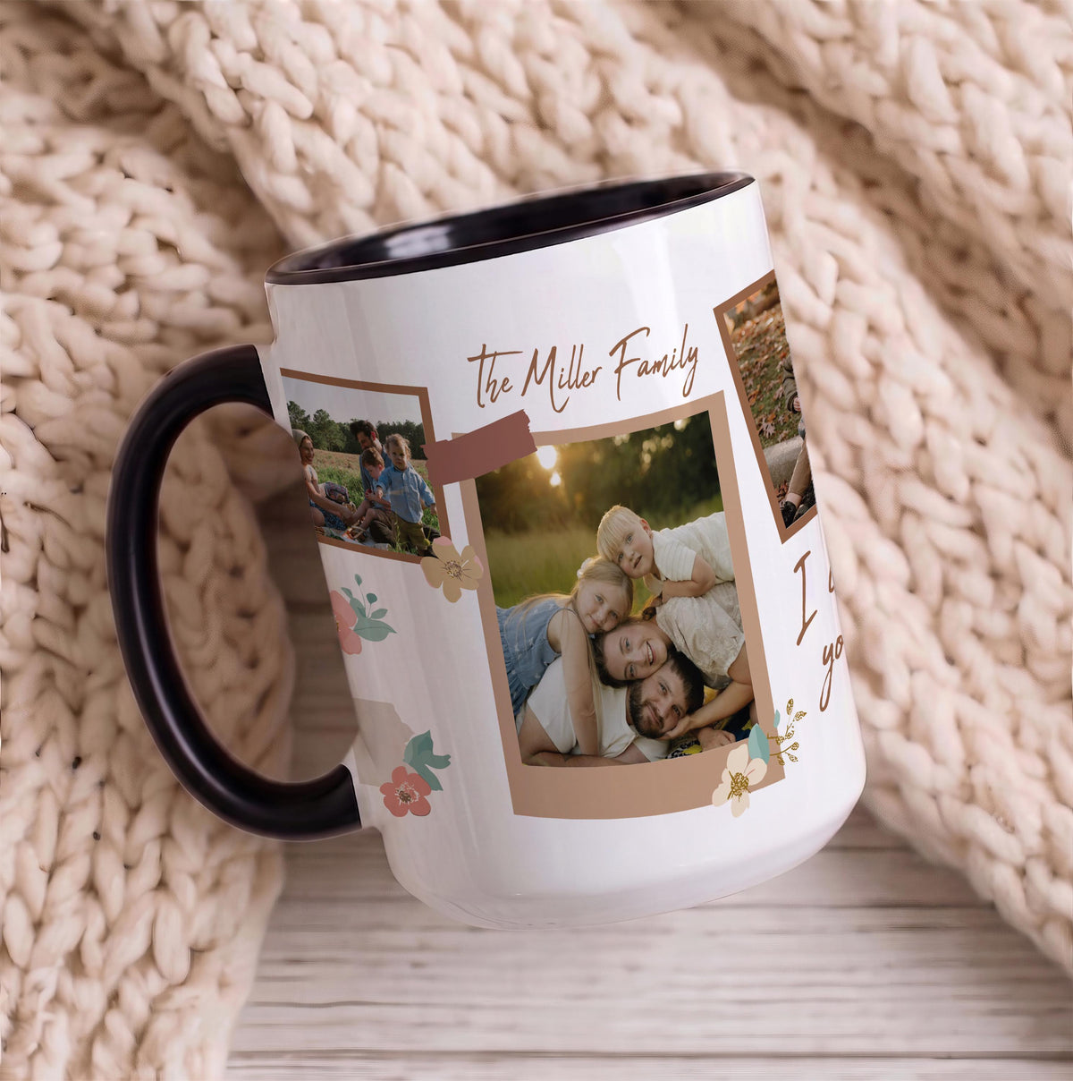 Custom Family Photo Collage Ceramic Mug, Scrapbook Style Picture Cup, Personalized Gift