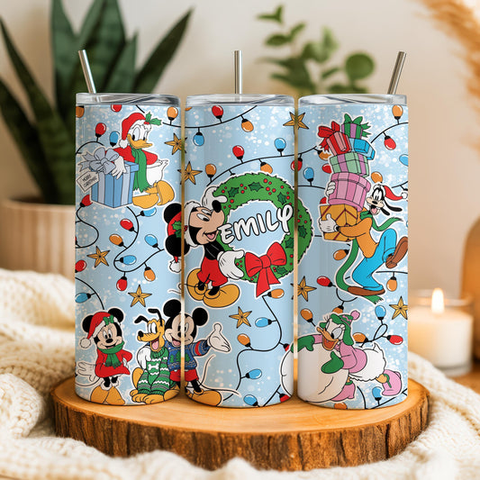 Personalized Cartoon Friends Christmas Kids Tumbler with Straw