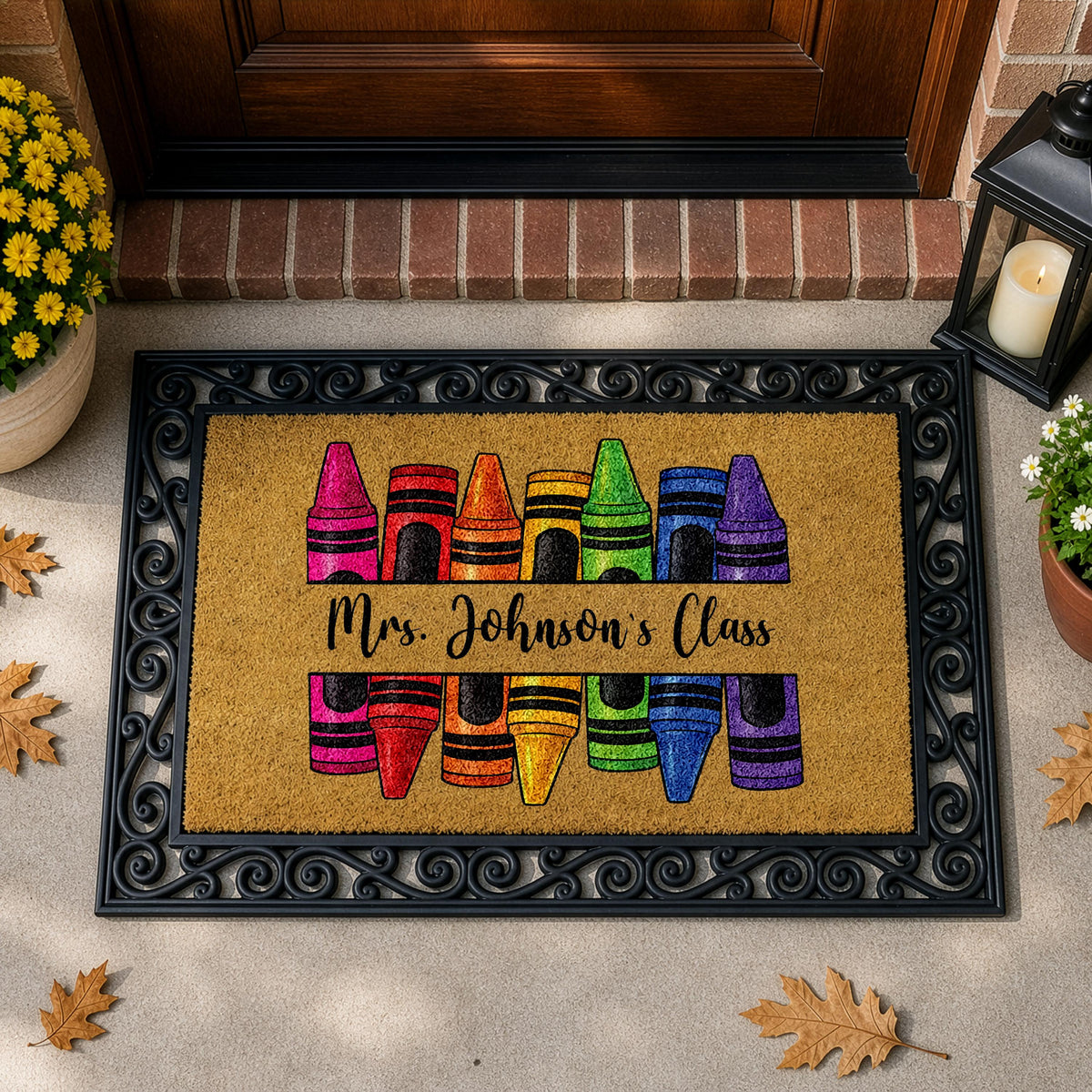 Personalized Classroom Interchangeable Doormat, Custom Teacher's Name Welcome Mat