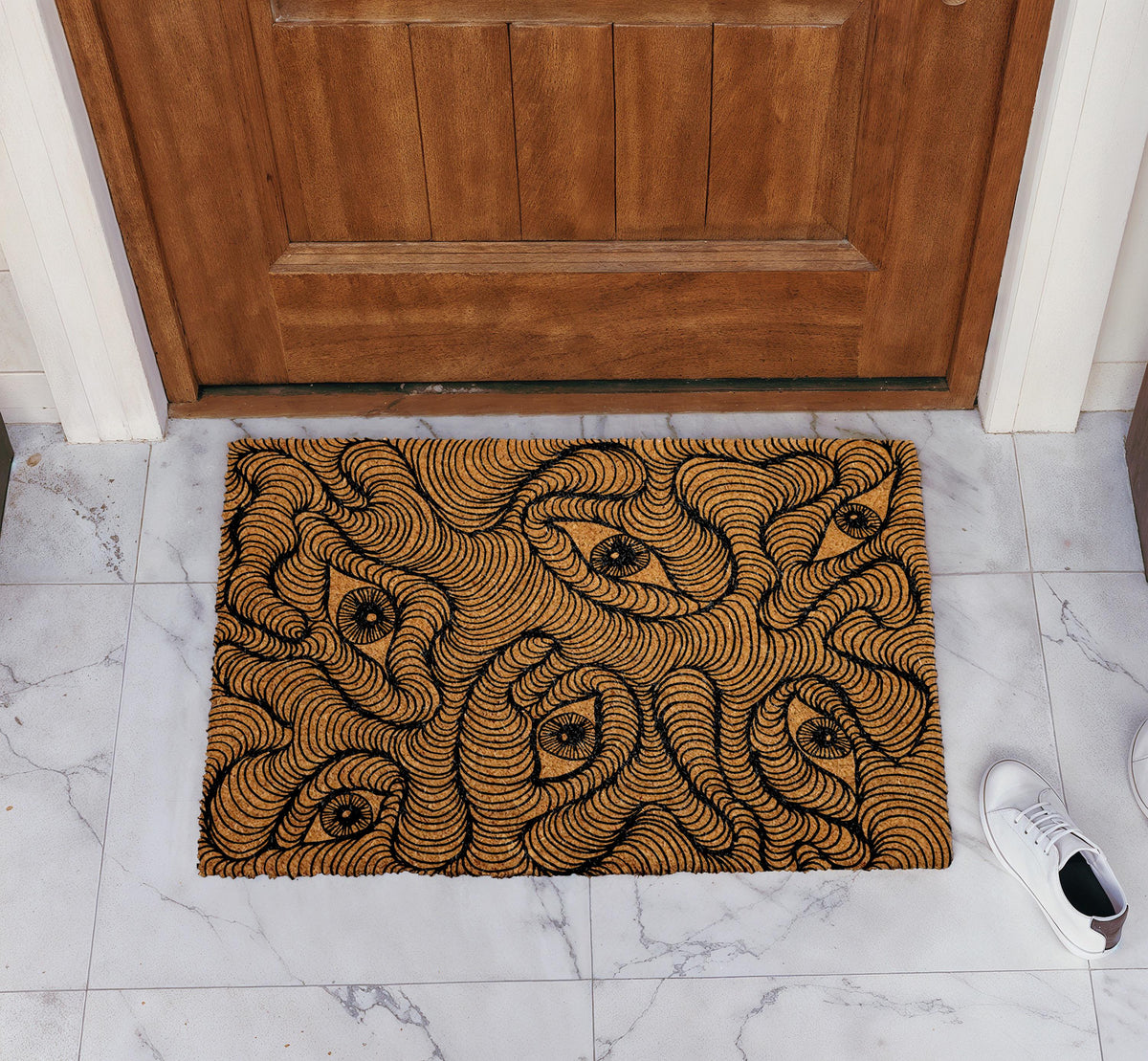 Mystical Eyes Welcome Mat, Abstract Eyes Design Doormat, Witchy Home Entrance Mat