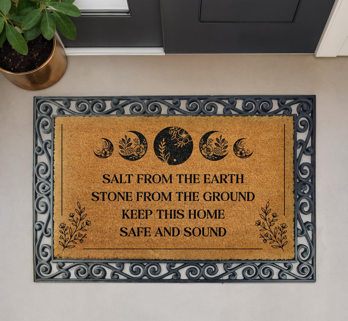 Salt From The Earth Doormat, Witchy Home Blessing Welcome Mat