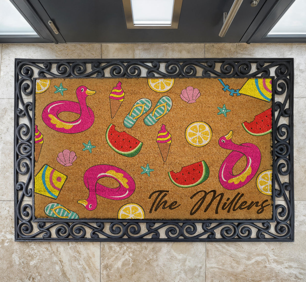 Custom Summer Doormat, Colorful Beach House Welcome Mat