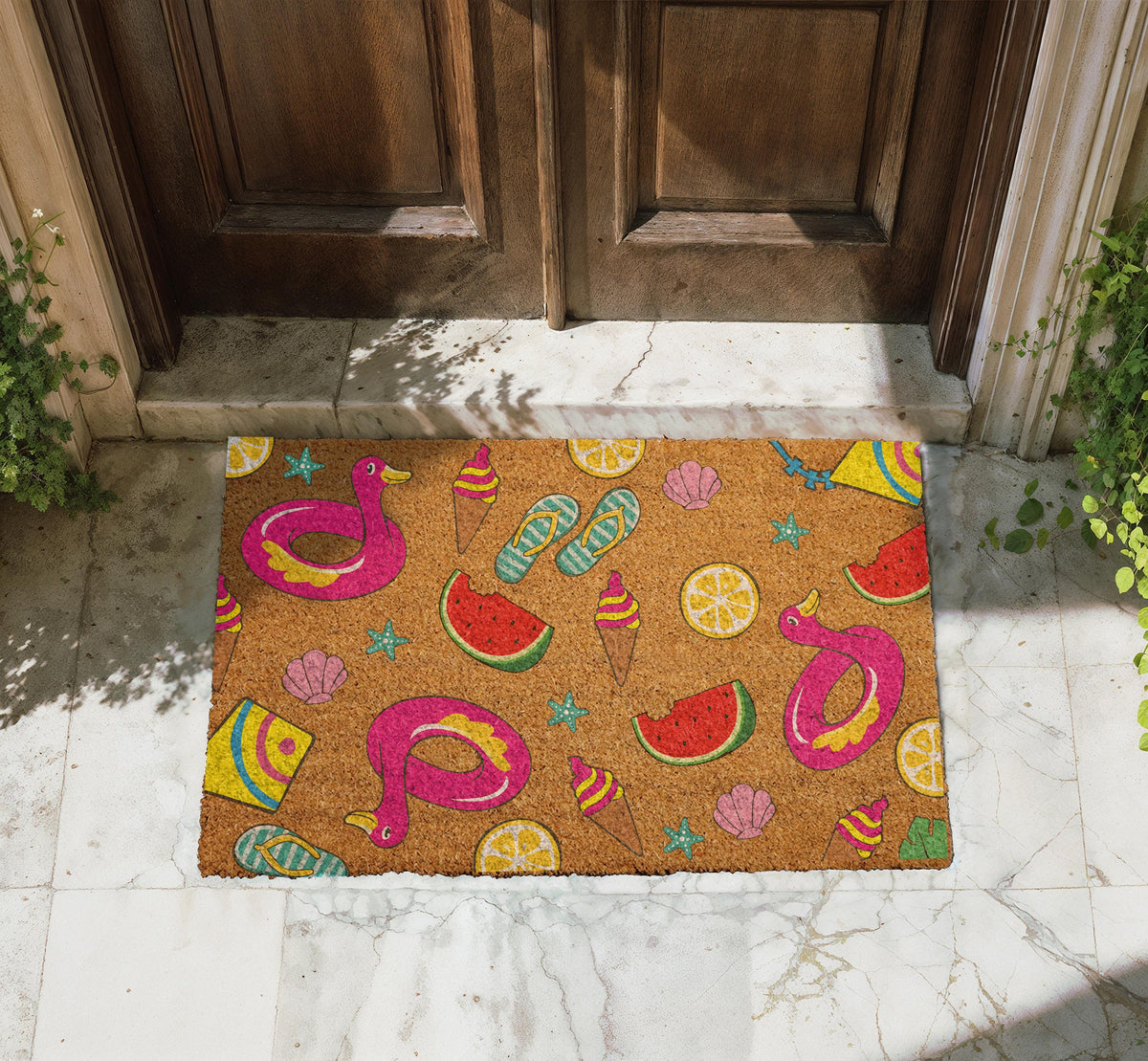 Custom Summer Doormat, Colorful Beach House Welcome Mat