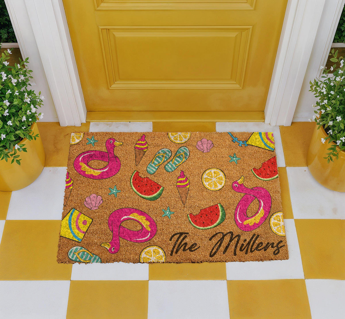 Custom Summer Doormat, Colorful Beach House Welcome Mat