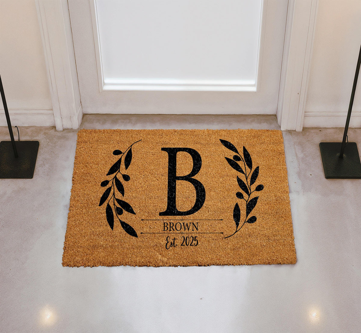Custom Family Name & Est Year Doormat, Personalized Momogram Welcome Mat