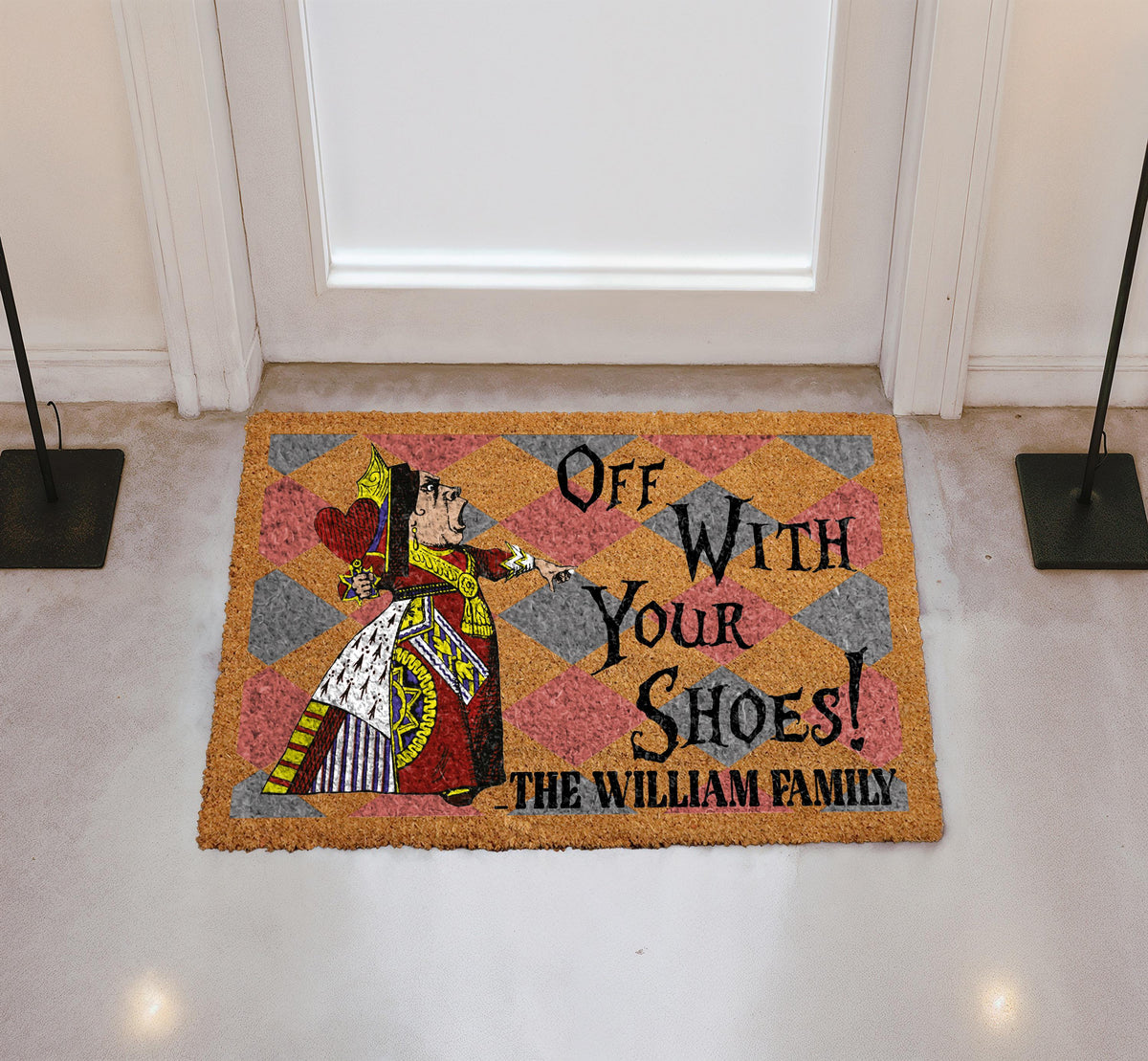 Off With Your Shoes Doormat, Funny Alice in Wonderland Welcome Mat