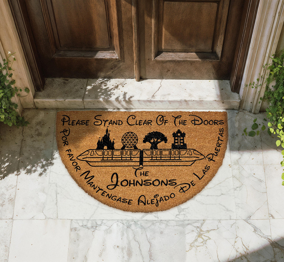 Please Stand Clear Of The Doors Doormat, Monorail Welcome Mat