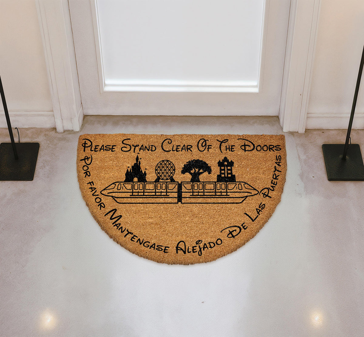 Please Stand Clear Of The Doors Doormat, Monorail Welcome Mat