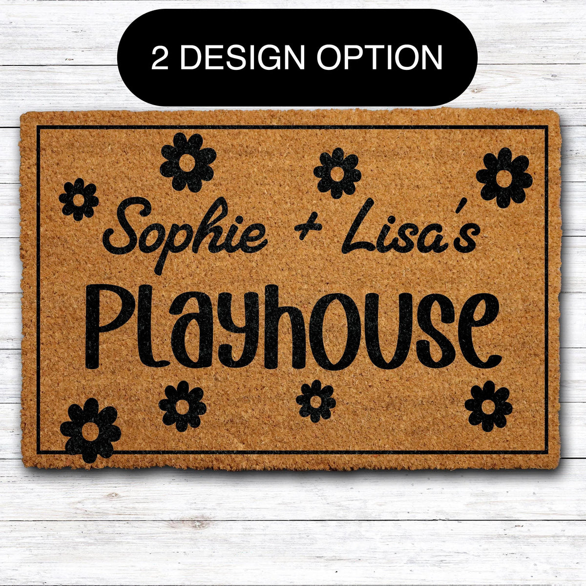Personalized Daisy Flower Playhouse Doormat, Custom Kids Name Play Room Welcome Mat