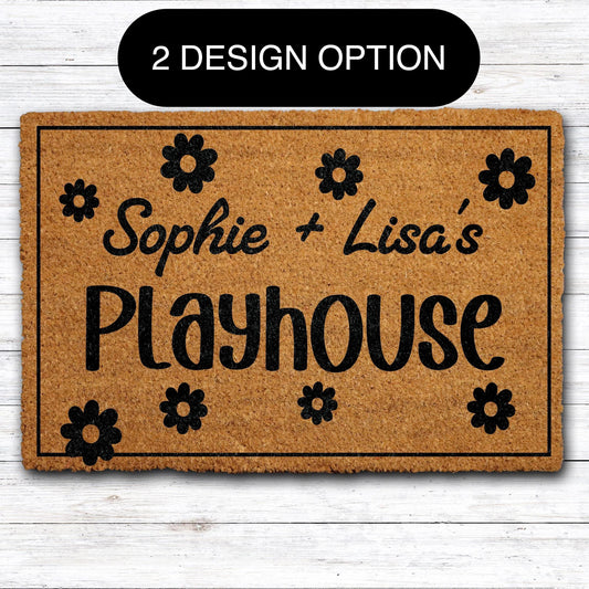 Personalized Daisy Flower Playhouse Doormat, Custom Kids Name Play Room Welcome Mat