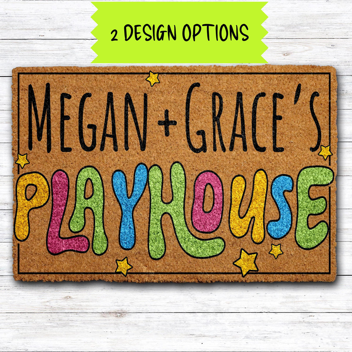 Personalized Daisy Flower Playhouse Doormat, Custom Kids Name Play Room Welcome Mat