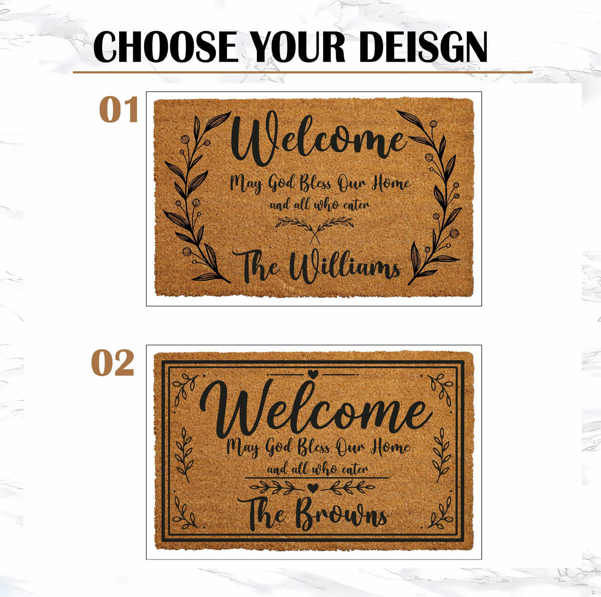 Personalized May God Bless Our Home Welcome Doormat, Custom Family Name Coir Mat