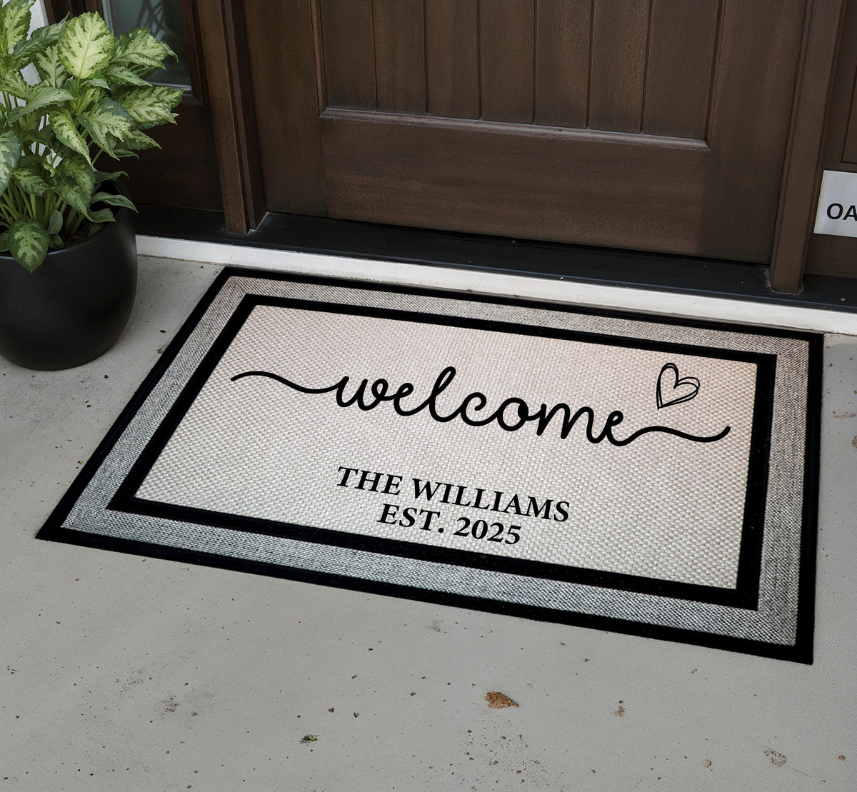 Custom Family Name And Est. Year Welcome Doormat, Couples Wedding Gift, Housewarming Present
