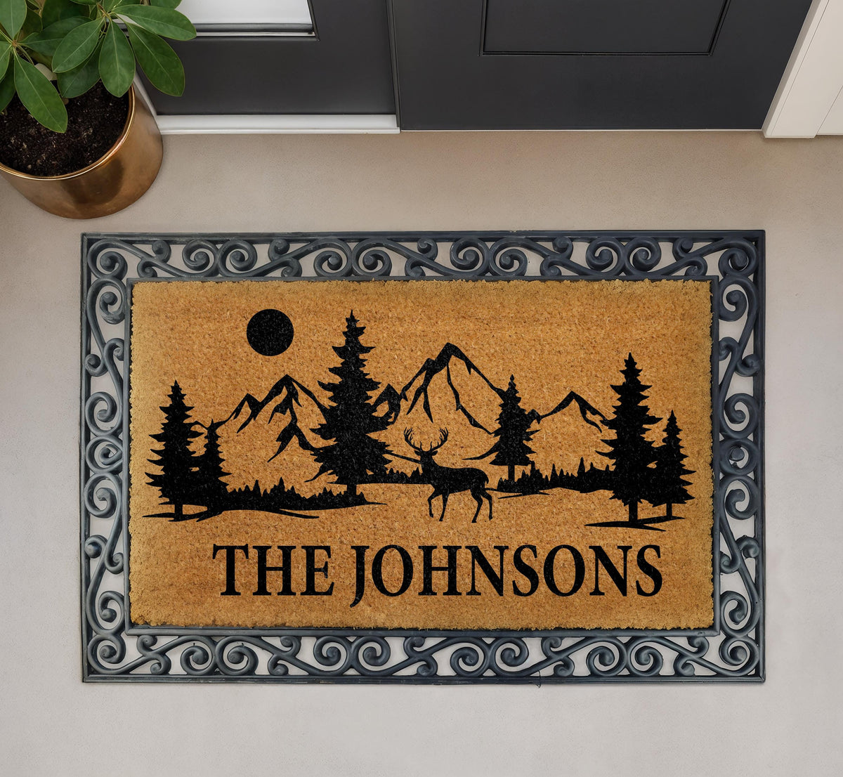 Personalized Mountain Doormat, Custom Family Name Welcome Mat