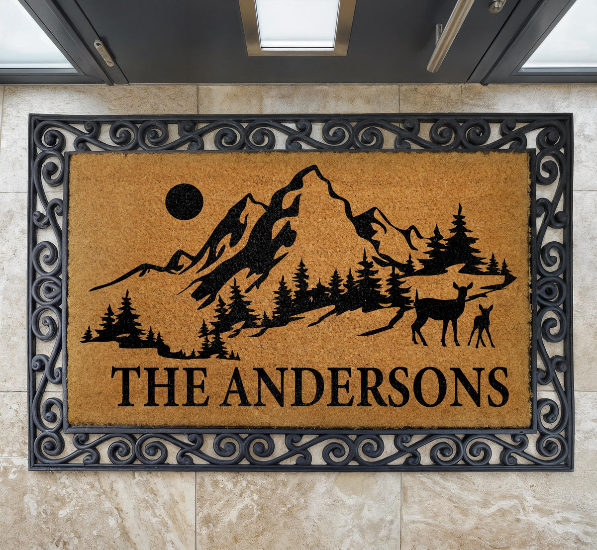 Personalized Mountain Doormat, Custom Family Name Welcome Mat