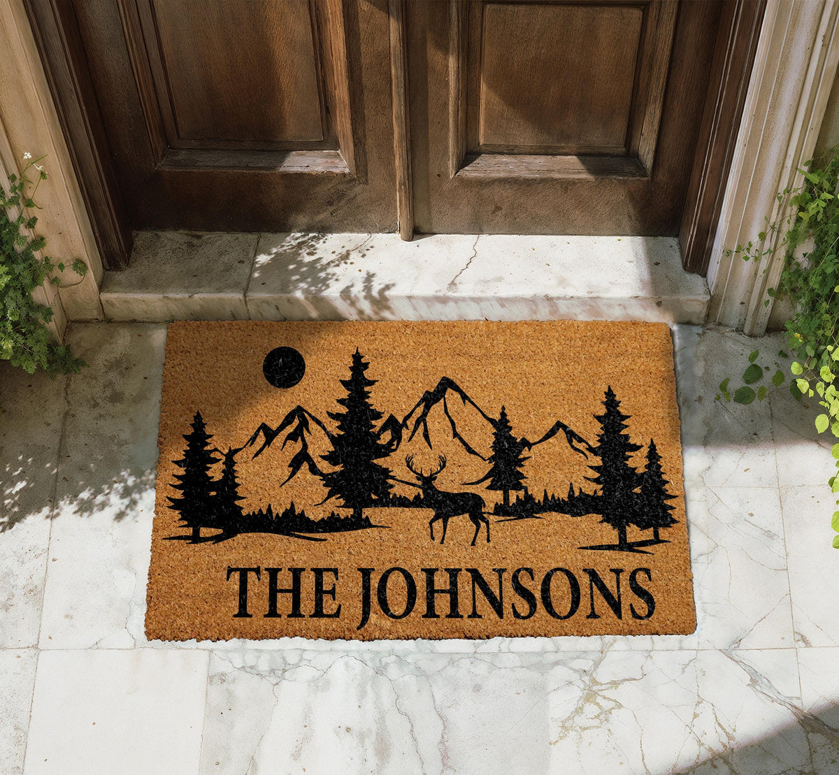 Personalized Mountain Doormat, Custom Family Name Welcome Mat