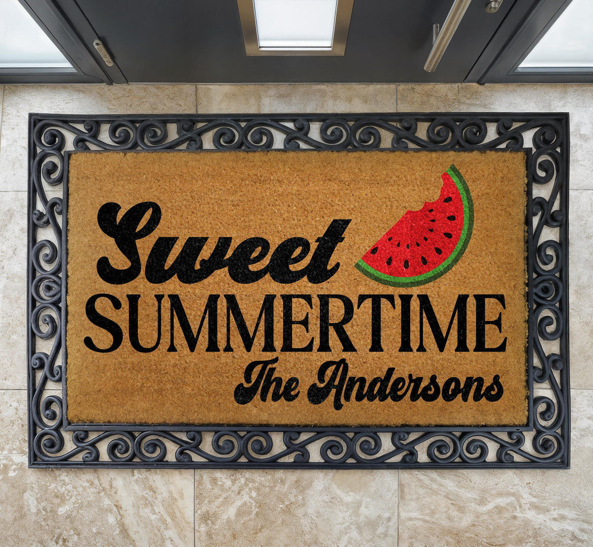 Hello Summer Watermelon Doormat, Summer Welcome Mat, Watermelon Design Coir Mat