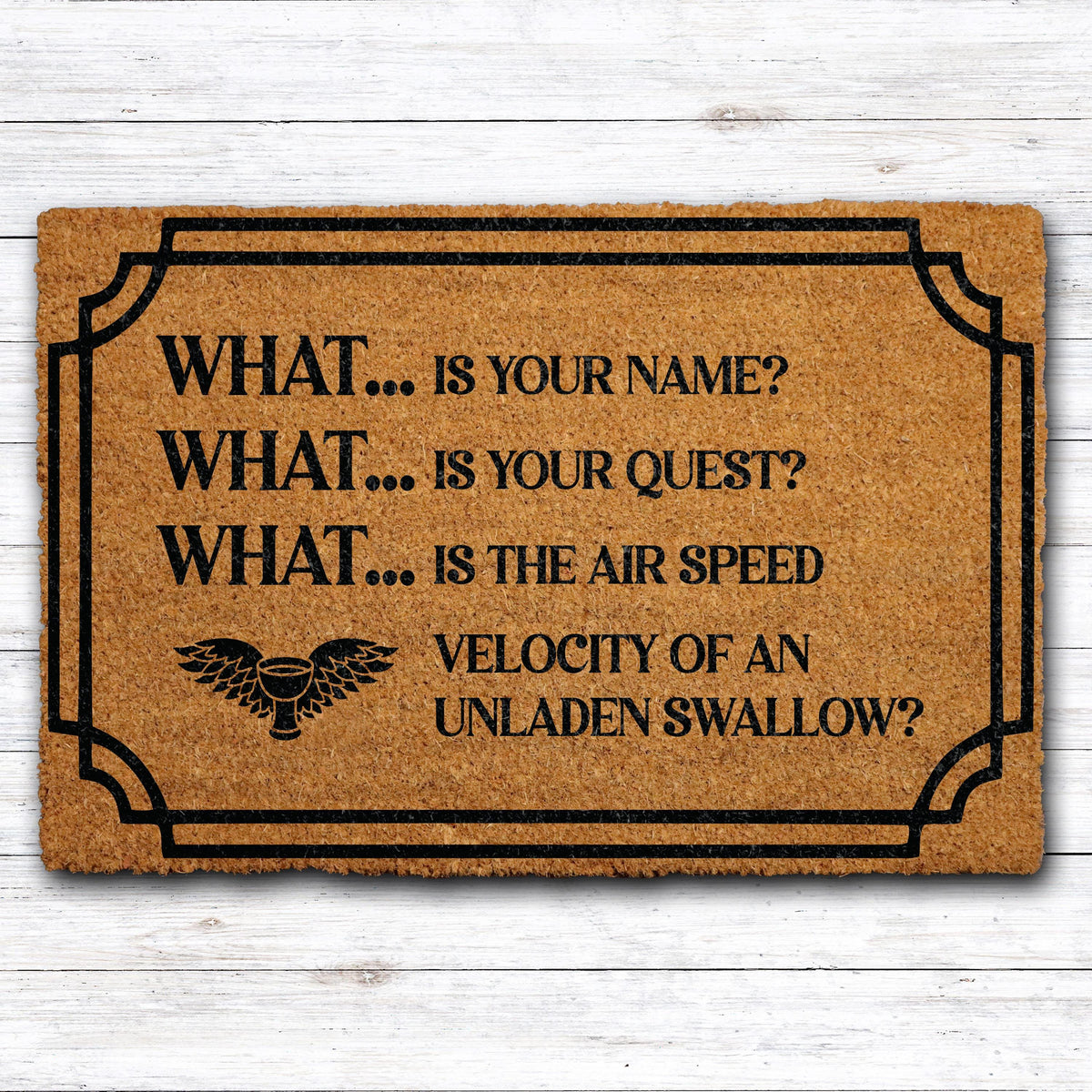 Funny What Is Your Quest Welcome Mat, Custom Frame Medieval Quote Doormat
