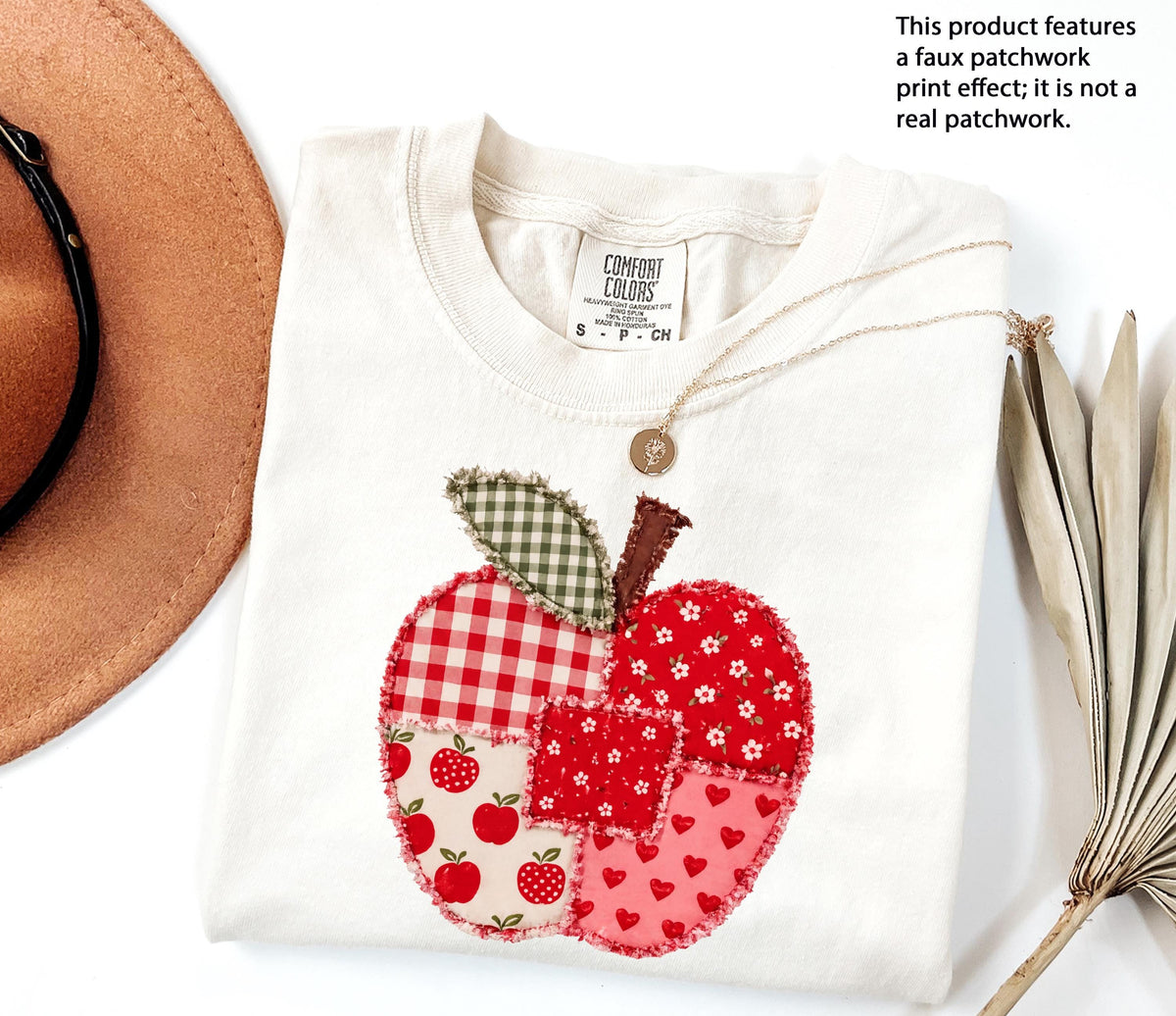 Faux Patchwork Apple Comfort Colors® T-Shirt, Kindergarten Teacher Shirt