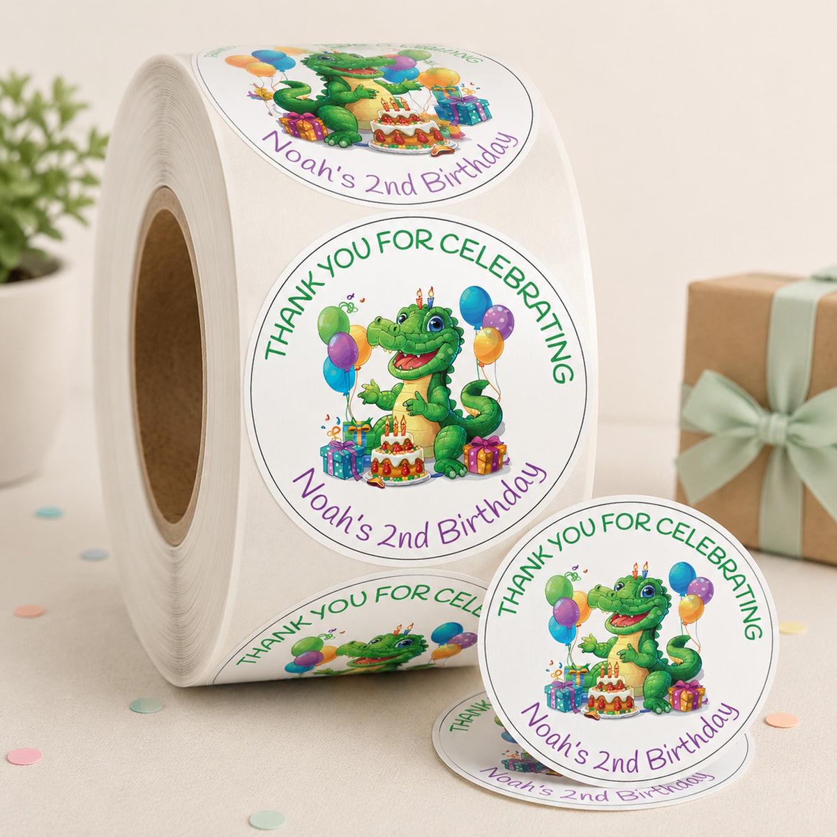 Personalized Dinosaur Birthday Stickers