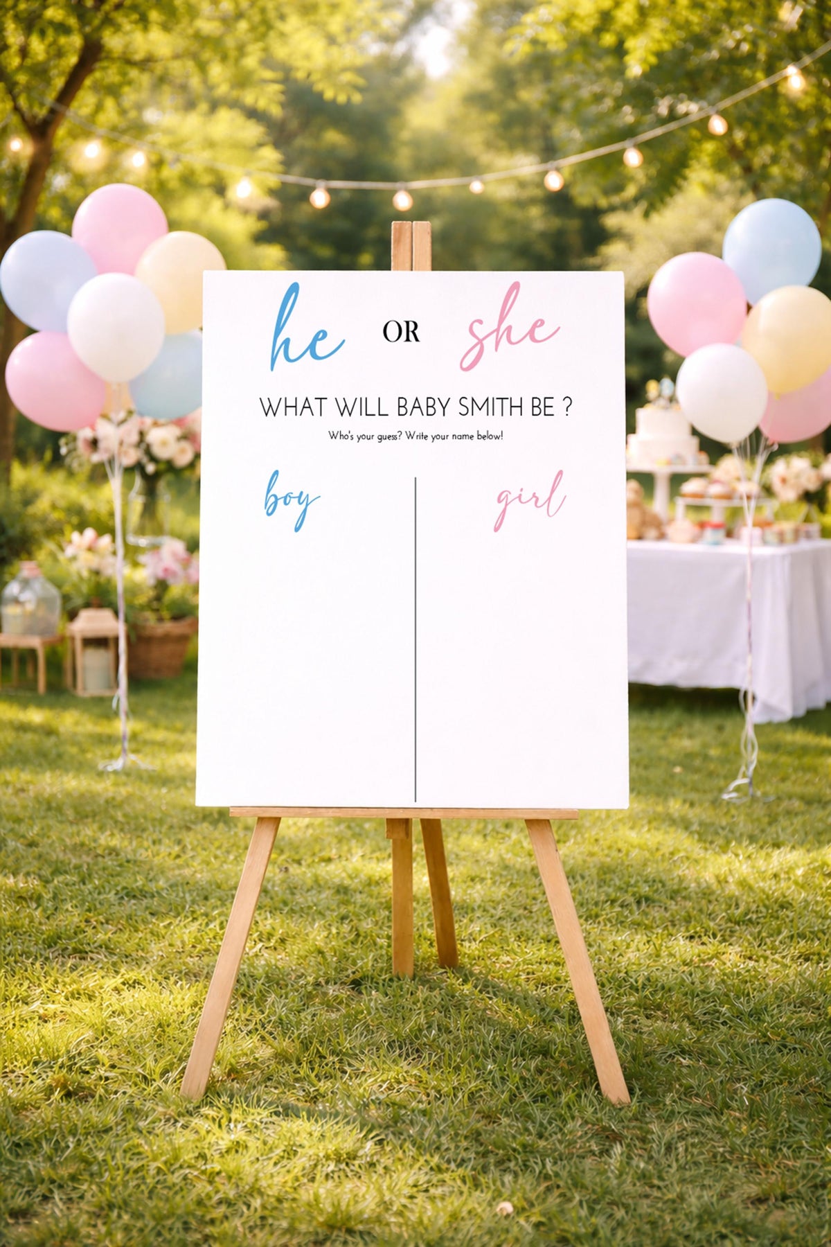 Gender Reveal Party Foam Board, He or She Voting Sign