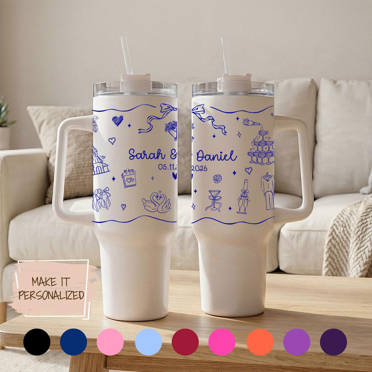 Personalized Bride Tumbler, Custom Wedding Gift, Stainless Steel Name Tumbler