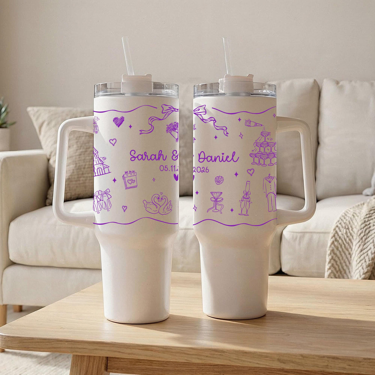 Personalized Bride Tumbler, Custom Wedding Gift, Stainless Steel Name Tumbler
