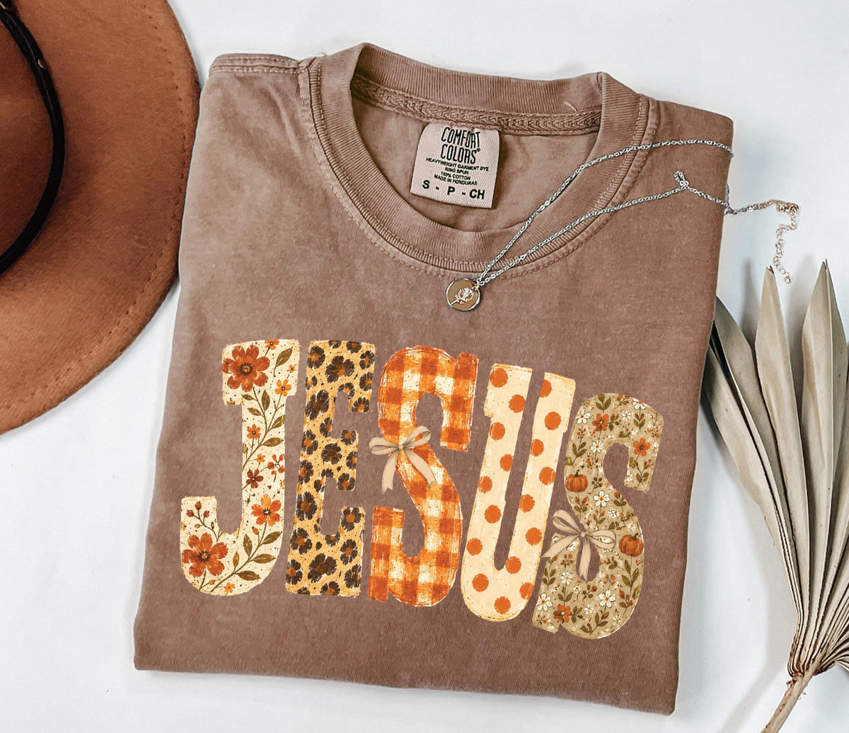 Jesus Fall Comfort Colors® Shirt, Christian Fall Season T-Shirt, Autumn Lovers Gift Tee