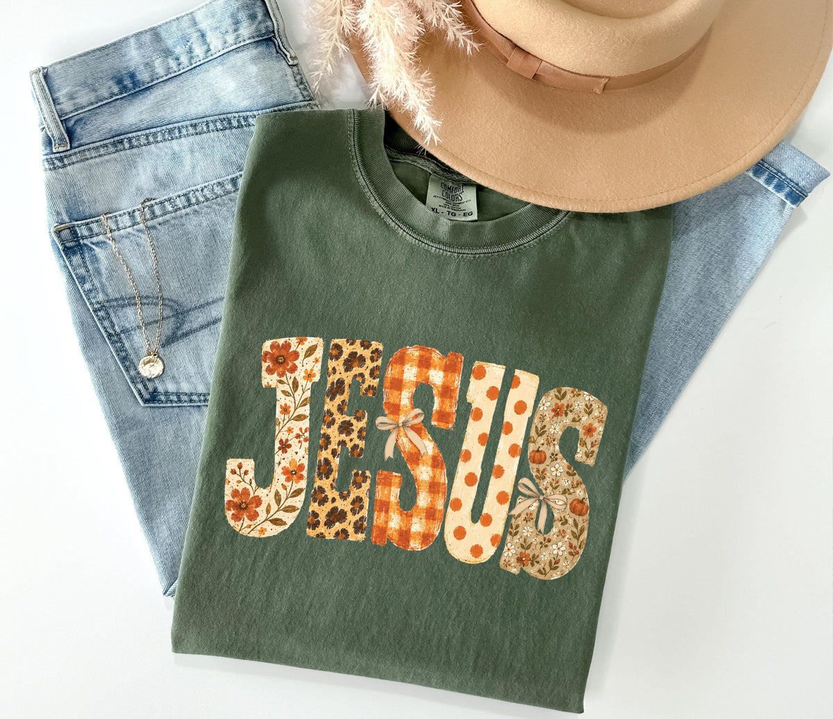 Jesus Fall Comfort Colors® Shirt, Christian Fall Season T-Shirt, Autumn Lovers Gift Tee