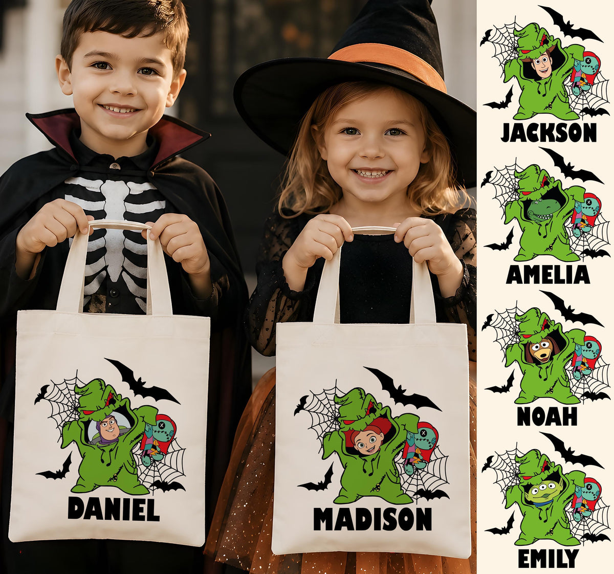Personalized Green Monster Toy Friends Trick or Treat Bag