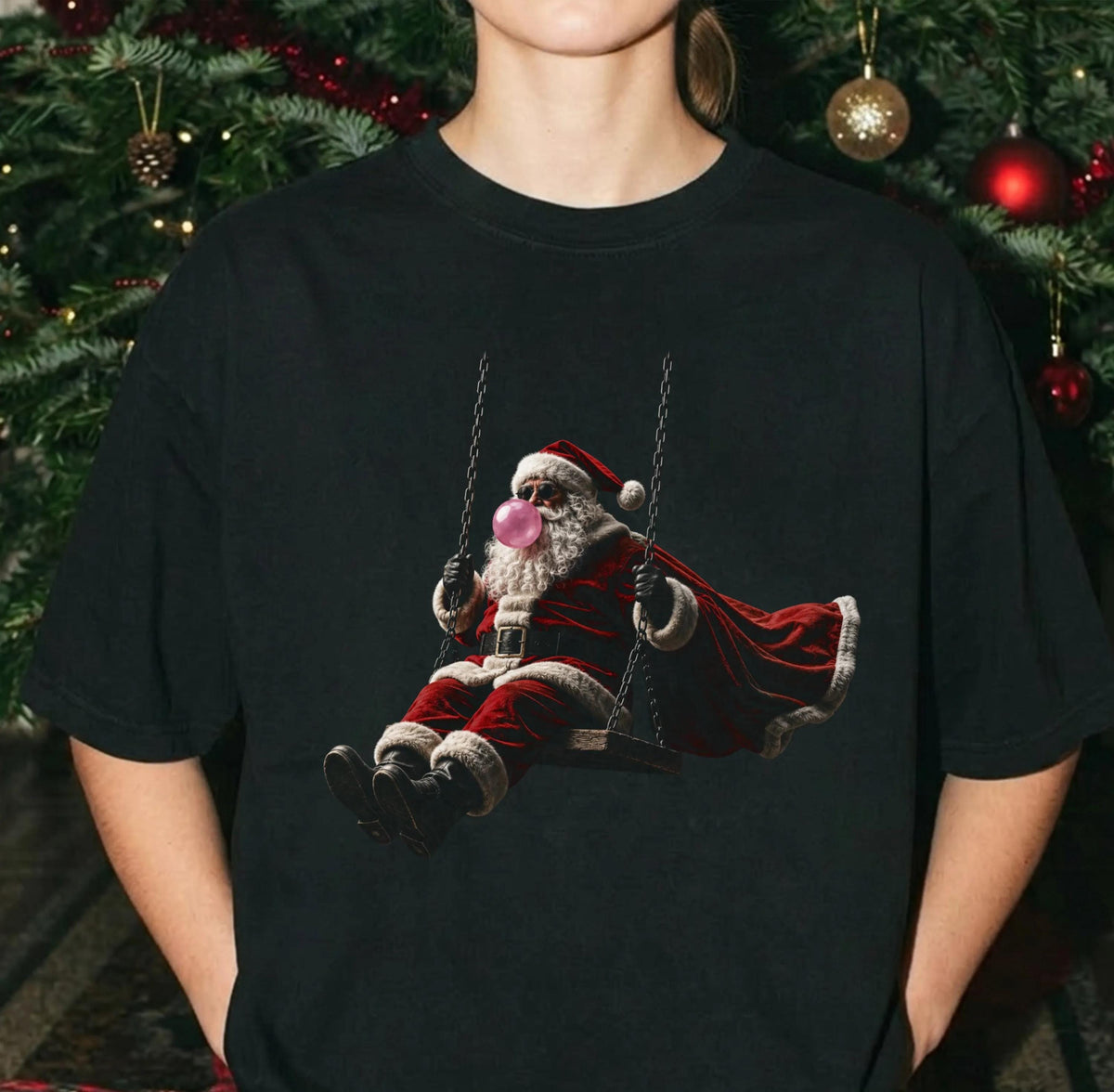 Blowing Bubble Santa Claus Comfort Colors® T-Shirt, Funny Santa Tee, Merry Christmas Gift