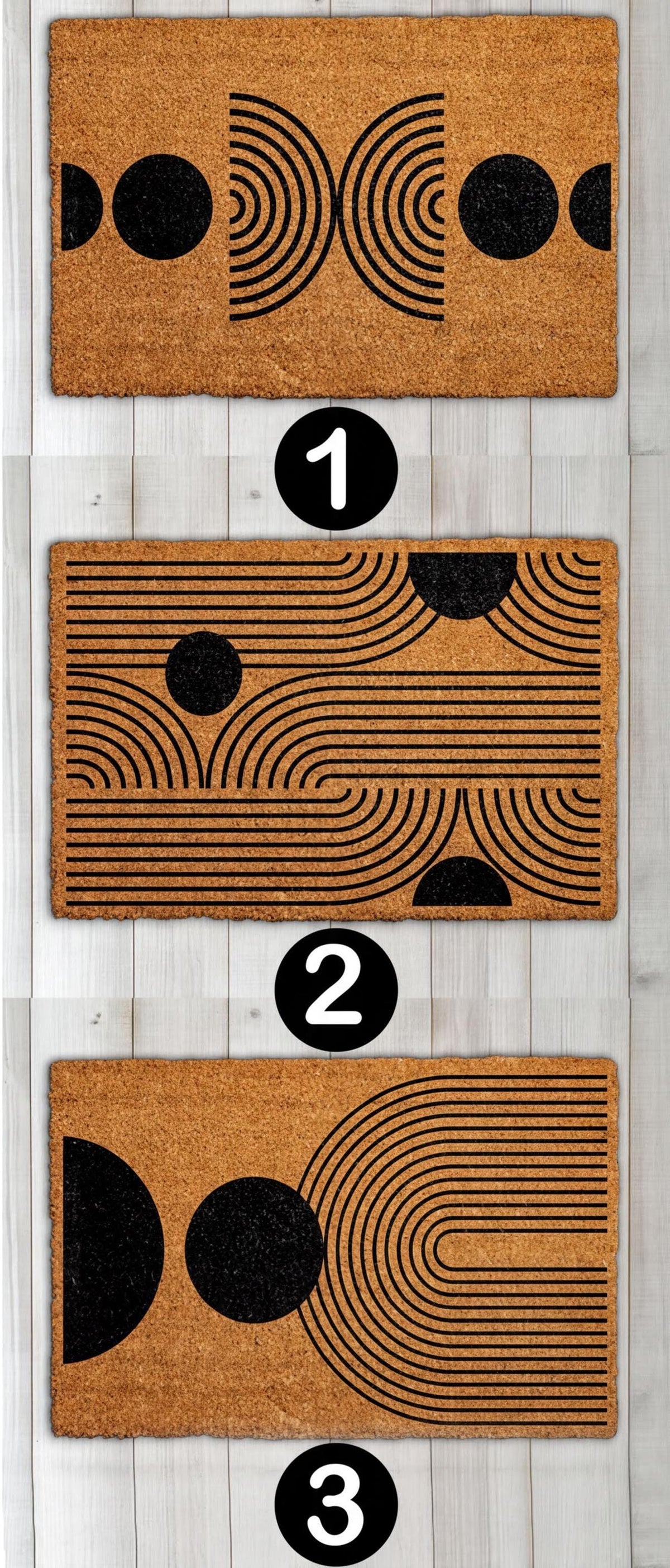 Modern Abstract Entryway Mat, Geometric Coco Doormat, Minimalist Lines Welcome Mat