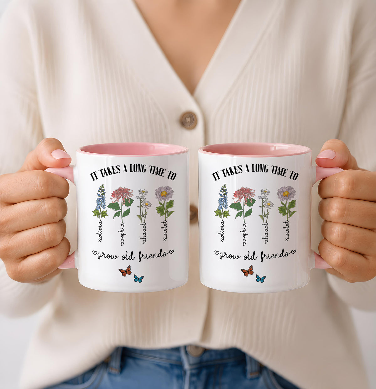 Personalized Birth Flower Besties Coffee Mug