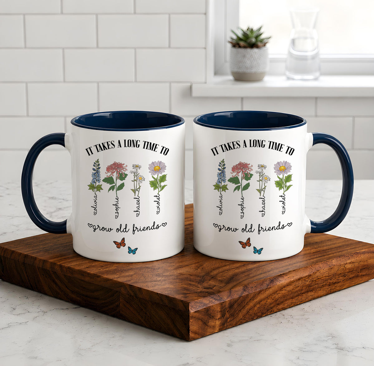 Personalized Birth Flower Besties Coffee Mug