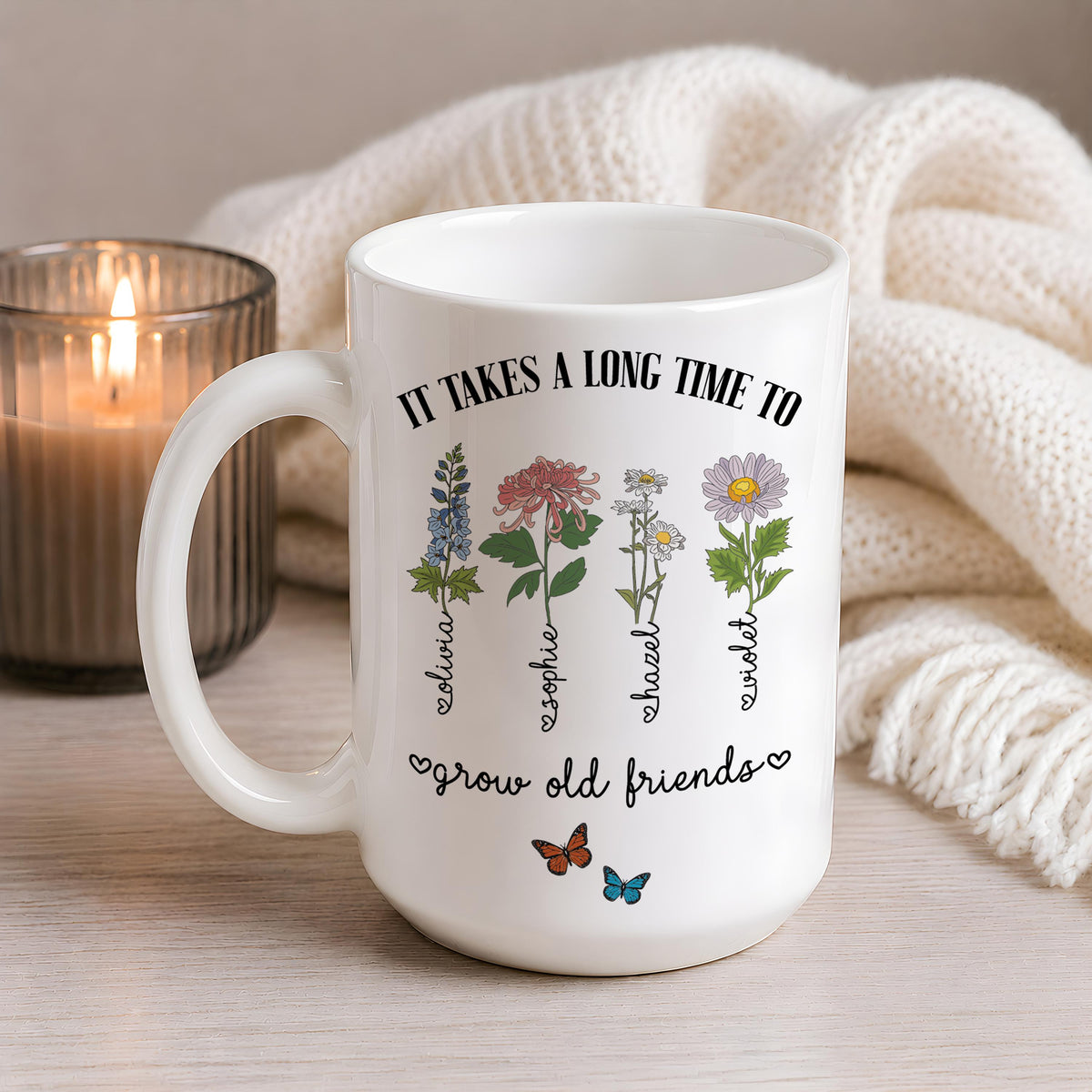 Personalized Birth Flower Besties Coffee Mug