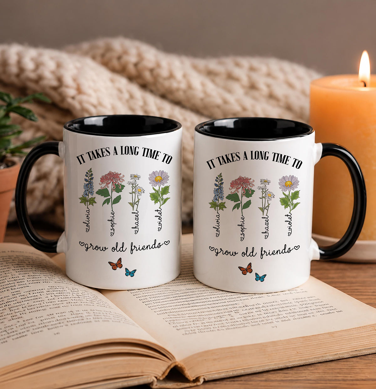 Personalized Birth Flower Besties Coffee Mug