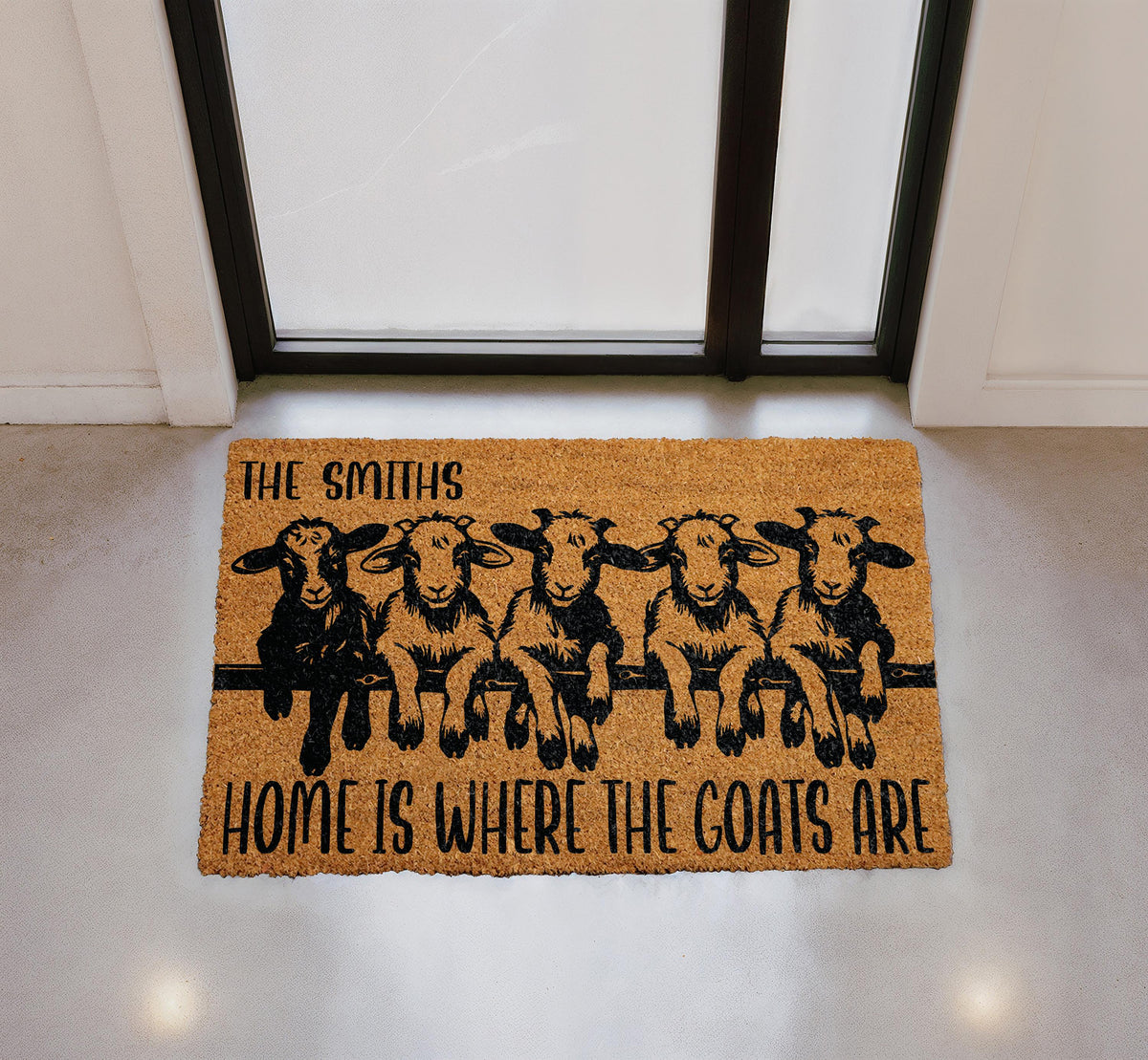 Personalized Goat Family Coir Doormat