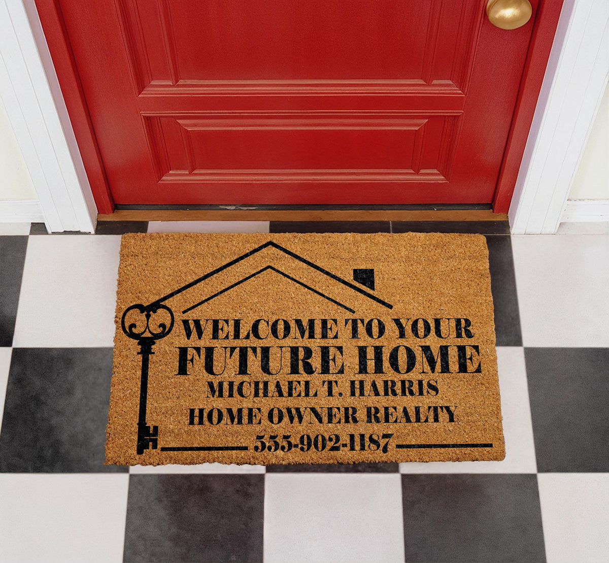Welcome To Your Future Home Doormat, Custom Realtor Welcome Mat, Personalized Real Estate Door Mat, Realtor Housewarming Gift