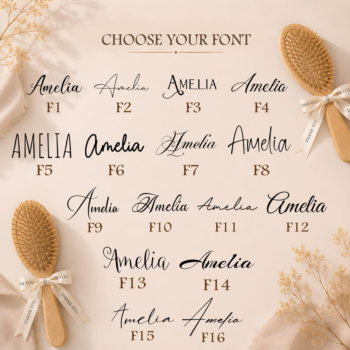 Custom Engraved Bamboo Paddle Hair Brush, Bridesmaid Gift